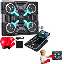 Maquina De Boxe Musical Bluetooth Infantil Alvo Luva Parede COR:PRETO Maquina De Boxe Musical Bluetooth Infantil Alvo Luva Parede COR:PRETO
