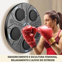 Máquina de Boxe Musical Bluetooth Treino Com Luvas Agilidade Soco Fitness Esporte Academia Exercício
