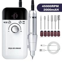 Máquina de Broca Elétrica Recarregável para Unhas - 45000 RPM - Profissional