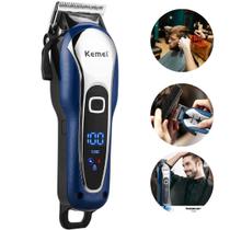 Máquina de Cabelo Barba Profissional Recarregável USB Azul Motor Forte