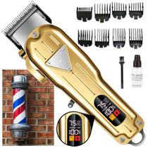 Maquina De Cabelo Barbear Dourado Profissional Indicador Lcd