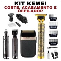 Máquina de Cabelo Kemei Versátil com Barbeador e Aparador Original