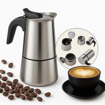 Maquina de Café Cafeteira Tipo Italiana 300ml 6 Xícaras Expresso e Moka Em Inox Design Moderno Artesanal Maquina de Café Cafeteira Tipo Italiana 300ml 6 Xícaras Expresso e Moka Em Inox Design Moderno Artesanal