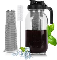 Máquina de café Cold Brew PNHYTUGY Frasco de vidro de 1,9 L com filtro