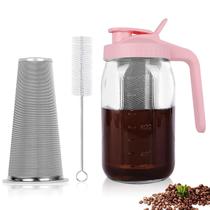 Máquina de café Cold Brew QHH 1.2L Mason Jar com filtro de aço inoxidável