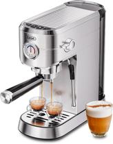 Máquina de café expresso e cafeteira Gevi 20 Bar com batedor de leite prateado