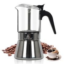 Máquina de Café Expresso Moka Pot LAOION para Fogão - 6 Xícaras (Vidro e Aço)