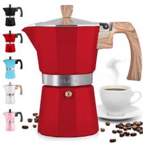 Máquina de café expresso para fogão Zulay Kitchen Moka Pot 6 xícaras - vermelha