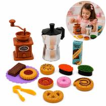 Maquina de cafe infantil kit cafeteria moedor cafeteira italiana brinquedo completo 14 pecas mini cozinha lanchonete mer Maquina de cafe infantil kit cafeteria moedor cafeteira italiana brinquedo completo 14 pecas mini cozinha lanchonete mer