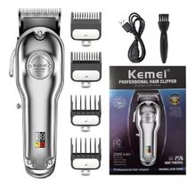 Máquina De Corta Cabelo Sem Fio Kemei Km1986 Prata Recarregável Máquina De Corta Cabelo Sem Fio Kemei Km1986 Prata Recarregável