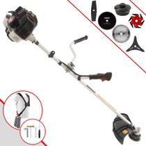 Máquina de Corta Grama À Gasolina Kawashima KW43LE 2T 43cc 1,7HP 10.000rpm 6 Em 1 Completa Com Carretel de Nylon e Faca 3 Pontas + EXTRA Faca 2 Pontas + Faca 6 Pontas + Faca 40 Dentes + Faca 80 Dentes