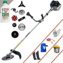 Máquina de Corta Grama Anmax CG430B 43cc 1,7HP 12000rpm 8 Em 1 C/ Carretel e Faca 2 Pontas + EXTRA Faca 3 Pontas + Faca 6 Pontas + Faca 40 Dentes + Faca 80 Dentes + Trimmer + Escova + EPI + ÓLEO STIHL