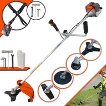 Máquina de Corta Grama Vulcan VR330-P À Gasolina 2T 33cc 1,2HP de Potência Completa Para Todos os Tipos de Trabalho Com Guidão Anti-Vibração Lâmina Facão + Lâmina 3 Pontas + Disco Circular 80 Dentes