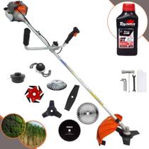 Máquina de Corta Grama Vulcan VR330P 33cc 1,2HP 8 Em 1 C/ Carretel e Faca 3 Pontas + EXTRA Faca 2 Pontas + Faca 6 Pontas + Faca 40 Dentes Vídea + Faca 80 Dentes + Trimmer + Escova de Aço + ÓLEO TOYAMA
