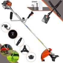 Máquina de Corta Grama Vulcan VR330P À Gasolina 2T 33cc 1,2HP de Potência 10.000rpm Profissional Com Guidão Anti-Vibração Carretel Nylon + Lâmina Facão + Lâmina 3 Pontas + Lâmina 80 Dentes + Trimmer