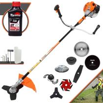 Máquina de Corta Grama Vulcan VR520H 52cc 2,5HP 8 Em 1 C/ Carretel e Faca 3 Pontas + EXTRA Faca 2 Pontas + Faca 6 Pontas + Faca 40 Dentes Vídea + Faca 80 Dentes + Trimmer + Escova de Aço + ÓLEO TOYAMA