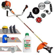 Máquina de Corta Grama Vulcan VR620H 62cc 12.500rpm 3HP Com Carretel Nylon e Faca 3 Pontas + EXTRA Faca 2 Pontas + Faca 6 Pontas + Faca 40 Dentes + Faca 80 Dentes + Trimmer + Escova + EPI + ÓLEO STIHL