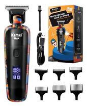 Máquina De Cortar Barba Cabelo Kemei A Bateria Visor Digital