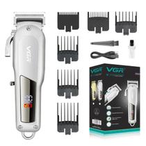 Máquina de Cortar Cabelo Barba Com Display 110-220v Recarregável VGR V-278 Profissional