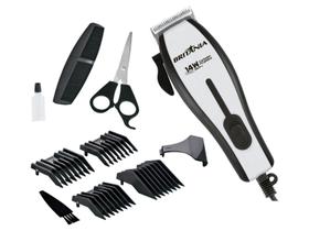 Máquina de Cortar Cabelo Britânia Inox Kit Com 4 Pentes Tesoura 110V Máquina de Cortar Cabelo Britânia Inox Kit Com 4 Pentes Tesoura 110V