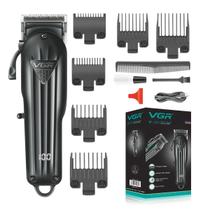 Máquina de Cortar Cabelo e Barba Profissional 110-220v Recarregável VGR V-282 Com Display