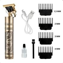 Máquina de Cortar Cabelo e Barba Profissional, Recarregável, Dragão Dourado
