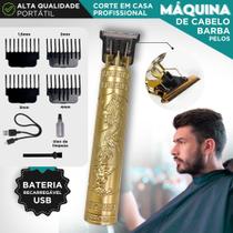 Máquina de Cortar Cabelo e Barba Profissional USB Kit Completo com Óleo e 4 Pentes Guia Máquina de Cortar Cabelo e Barba Profissional USB Kit Completo com Óleo e 4 Pentes Guia