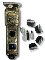 Máquina de Cortar Cabelo e Barbear Profissional Sem Fio Metal com Display LCD - Barbeador Elétrico Recarregável