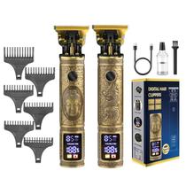 Máquina de cortar cabelo elétrica, pacote com 2 unidades, recarregáveis com disco digital