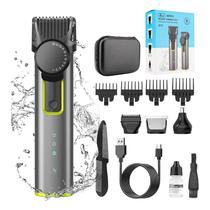 Máquina de cortar cabelo elétrica recarregável à prova d'água com display LCD