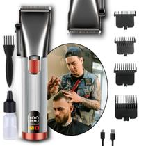 Máquina de Cortar Cabelo Elétrica Sem Fio 4 Pentes Ajustáveis para Versatilidade