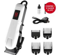 Máquina De Cortar Cabelo Elétrico Pentes Ajustáveis Cor Branco Kapbom Profissional Com Pentes + Ca