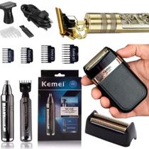 Máquina de Cortar Cabelo Kemei com Barbeador e Duas Cabeças