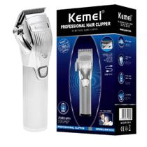 Máquina De Cortar Cabelo Kemei Km K32 Profissional Silver