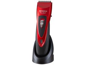 Máquina de Cortar Cabelo Mondial Flex Clipper Lâminas em Aço Inox 10W Vermelho/Preto Bivolt - CR-04
