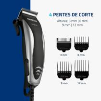 Máquina de Cortar Cabelo Mondial Hair Stylo CR-02 4 com Pentes - Prata/Preta - 110V
