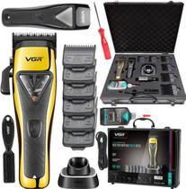 Máquina De Cortar Cabelo Profissional VGR V-015 Motor Vector 9.000 RPM Com Maleta E Acessórios