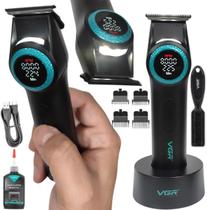 Máquina De Cortar Cabelo Profissional VGR V-977 Motor turbo 9.000 RPM Carcaça Em Metal e 4 Horas De Bateria