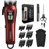 Máquina de cortar cabelo TCMKY Professional sem fio e com fio para homens, vermelha Máquina de cortar cabelo TCMKY Professional sem fio e com fio para homens, vermelha