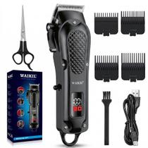 Máquina de Cortar Cabelo WAIKIL WL-1071 Sem Fio com Display LCD