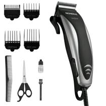 Máquina De Cortar Cabelos e Barba Hair Stylo Mondial CR02 com 8 Acessórios Preto/Prata