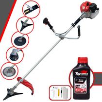 Máquina de Cortar Grama À Gasolina Anmax CG430P 43cc 2HP Roçadeira Lateral 5 Em 1 Com Carretel de Nylon + Lâmina 2 Pontas + Lâmina 3 Pontas + Lâmina 40 Dentes + Lâmina 80 Dentes + ÓLEO TOYAMA 2 TEMPOS