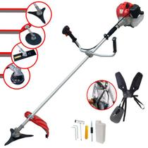 Máquina de Cortar Grama À Gasolina Anmax CG430P-TB 2HP 43cc 9.000rpm Roçadeira Completa 4 Em 1 Com Lâmina 2 Pontas + Lâmina 3 Pontas + Lâmina 80 Dentes + Carretel de Nylon