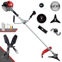 Máquina de Cortar Grama À Gasolina Anmax CG430P-TB 43cc 2HP Ideal Para Todos os Tipos de Trabalhos Completa Com Lâminas 2 Pontas, 3 Pontas, 40 Dentes, 80 Dentes, Trimmer e Cabeçote de Nylon