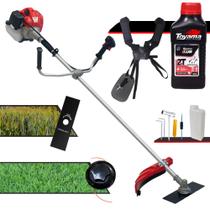 Máquina de Cortar Grama À Gasolina Anmax CG520P-TB 52cc 10.000rpm 2,2HP de Potência Motor 2T Roçadeira Profissional Lateral de Alta Performance Com Carretel de Nylon + Lâmina 2 Pontas + ÓLEO TOYAMA 2T