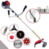 Máquina de Cortar Grama À Gasolina Kawashima BCJ620L 62cc 3HP 10.000rpm Ideal Para Todos os Tipos de Trabalhos Completa Com Lâminas 2 Pontas, 3 Pontas, 6 Pontas, 40 Dentes, 80 Dentes e Carretel Nylon