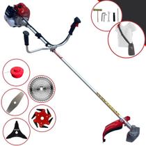 Máquina de Cortar Grama À Gasolina Kawashima BCJ620L 62cc 3HP de Potência Roçadeira Profissional Lateral Multifuncional Com Lâminas 2 Pontas, 3 Pontas, 6 Pontas, 40 Dentes de Vídea e Carretel Nylon