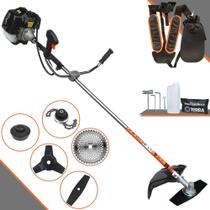 Máquina de Cortar Grama À Gasolina Terra GRH-520 2T 52cc 2,5HP Roçadeira Profissional Ideal Para Todos os Tipos de Trabalhos Com Lâminas 2 Pontas, 3 Pontas, 40 Dentes, Trimmer e Cabeçote de Nylon