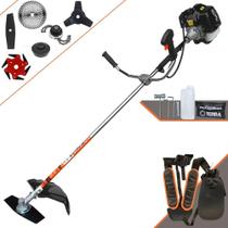Máquina de Cortar Grama À Gasolina Terra GRH520 2T 52cc 2,5HP Roçadeira Ideal Para Todos os Tipos de Trabalhos Com Lâminas 2 Pontas, 3 Pontas, 6 Pontas, 40 Dentes de Vídea, Trimmer e Cabeçote de Nylon