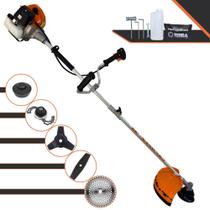 Máquina de Cortar Grama À Gasolina Terra GRHB-430 Bipartida 2T 43cc 1,7HP Roçadeira Ideal Para Todos os Tipos de Trabalhos Com Lâminas 2 Pontas, 3 Pontas, 40 Dentes Vídea, Trimmer e Cabeçote de Nylon